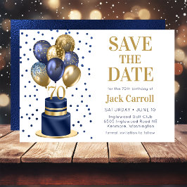 70. Geburtstag Navy Blue Balloon Cake Save The Date