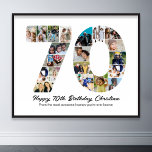 70. Geburtstag Nummer 70 Foto Collage Jahrestag Poster<br><div class="desc">Mit dieser bezaubernden 70. Geburtstagsnummer Foto Collage können Sie siebzig Jahre lang wunderbare Erinnerungen und Abenteuer feiern. Diese anpassbare Vorlage ist die perfekte Mischung aus Kreativität und Stimmung, die es Ihnen ermöglicht, ein wahrhaft unvergessliches Geschenk für den besonderen Tag Ihrer Lieben zu schaffen. Mit unserem sorgfältig gestalteten 50-Foto-Collage-Template können Sie...</div>