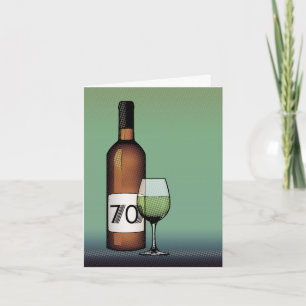 70. Geburtstag oder Jubiläum : Weinflasche & Glas Karte