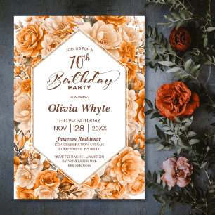 70. Geburtstag Orange Rose Blumenkohl Party Einladung