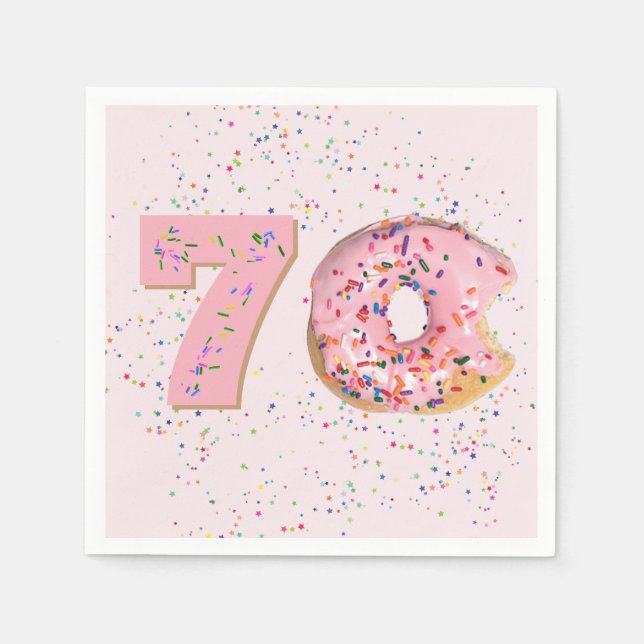 70. Geburtstag Pink Donut Napkins Serviette (Vorderseite)
