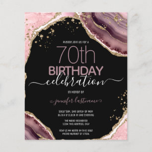 70. Geburtstag Pink Lila Agate Einladung