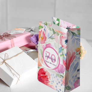 70. Geburtstag pinkfarbene Blume pastellfarben böh Kleine Geschenktüte