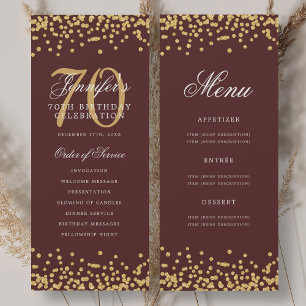 70. Geburtstag Programm Gold Burgundy Confetti Men