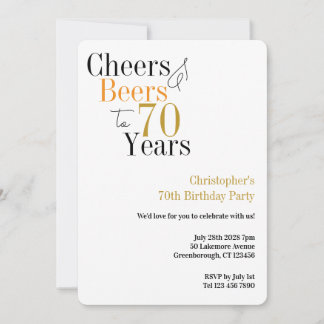 70. Geburtstag Prost und Bier Minimal Party Einladung