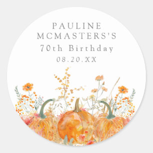 70. Geburtstag Pumpkin Wildblume Custom Gevor Runder Aufkleber