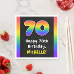 70. Geburtstag: Rainbow Spectrum # 70, Individuell Serviette<br><div class="desc">Dieses kühne und aufregende Geburtstagspapier-Serviettendesign zeichnet sich durch eine große Zahl "70" aus, die ein lebendiges, mehrfarbiges Regenbogenspektrum inspiriert Farbverlaufsmuster, die Meldung "Happy 70th Birthday" und einen benutzerdefinierten Empfängernamen hat. Lebhafte Papierservietten wie diese können zum Anlass genommen werden, ein Party für jemanden zu feiern, der zum 70. Geburtstag feiert. [~Z0000629]...</div>