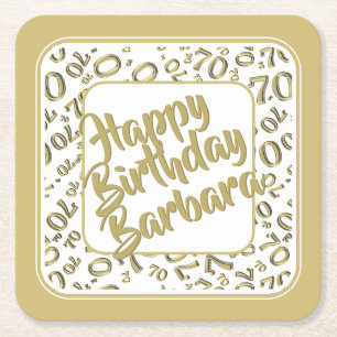70. Geburtstag Random Number Pattern Gold Weiß Rechteckiger Pappuntersetzer