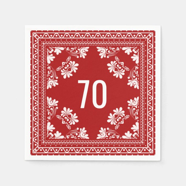 70. Geburtstag Red Bandana Serviette (Vorderseite)