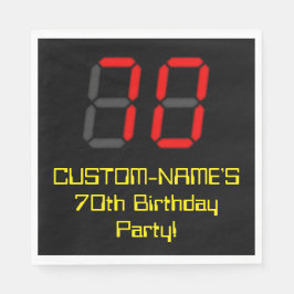 70. Geburtstag: Red Digital Clock Style "70" + Nam Serviette