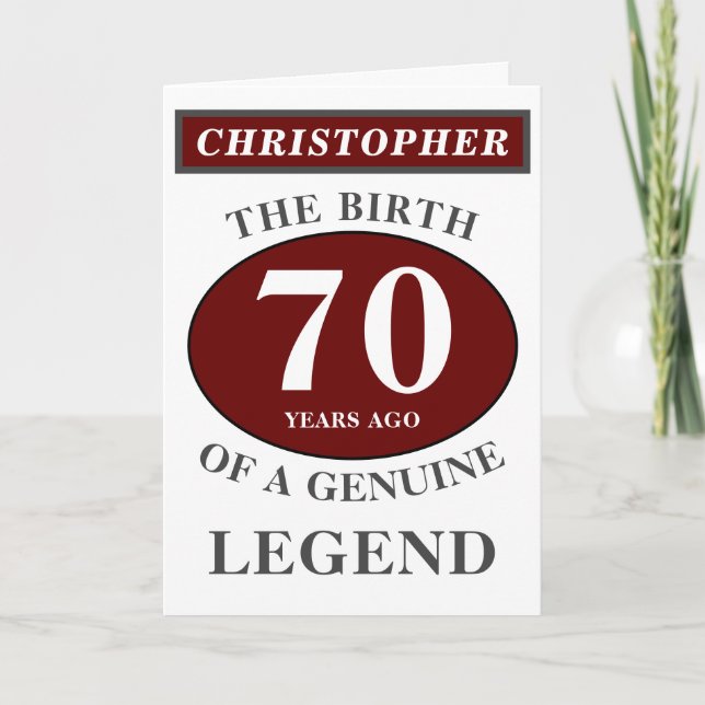 70. Geburtstag Red Genuine Legend Ihren Namen hinz Karte (Vorderseite)