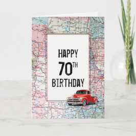 70. Geburtstag Red Retro Truck auf Karte