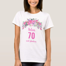 70. Geburtstag rosa Blumenbezeichnung T-Shirt