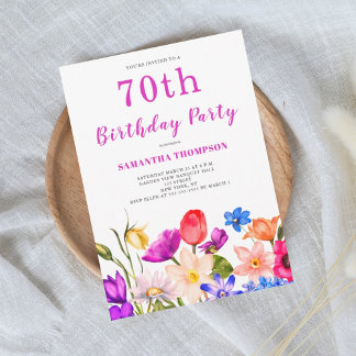 70. Geburtstag Rosa Blumenladen Einladung