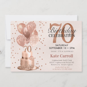 70. Geburtstag Rose Gold Cake Überraschung Party Einladung