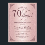 70. Geburtstag - Rose Gold Damask Einladung<br><div class="desc">Einladung zum 70. Geburtstag. Elegante Vintage Imitate Rose Gold-Design mit violett rosa Damast Muster. Enthält Skript-Schriftart. Feiert bis 70 Jahre! Kann in jedem Alter personalisiert werden! Nachricht,  wenn Sie weitere Anpassungen benötigen.</div>