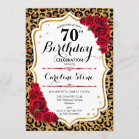 70. Geburtstag - Rote Rosen Leopard Print
