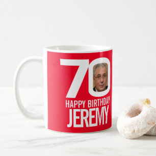70. Geburtstag, rotes, weißes Foto Kaffeetasse