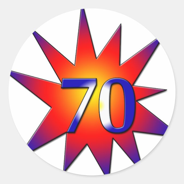 70. Geburtstag Runder Aufkleber (Vorderseite)