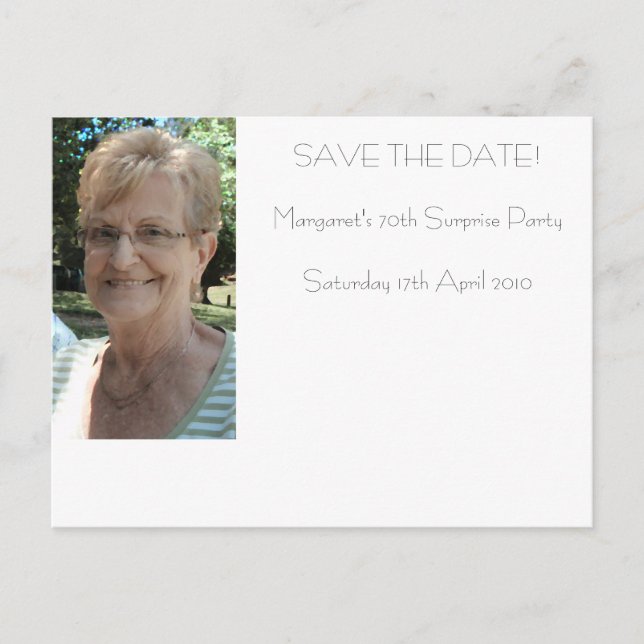 70. Geburtstag Save the Date Ankündigungspostkarte (Vorderseite)