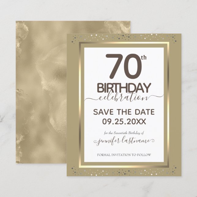 70. Geburtstag Save the Date Einladung (Vorne/Hinten)