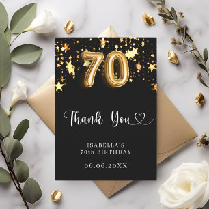 70. Geburtstag schwarze goldene Sterne Dankeskarte