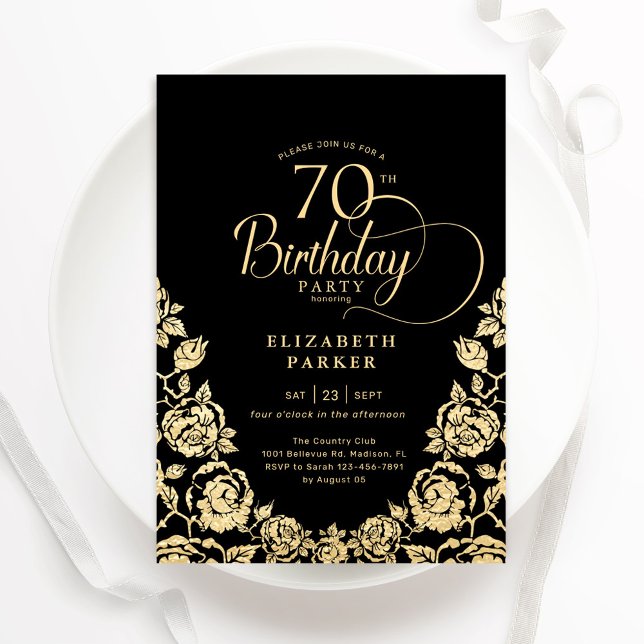 70. Geburtstag Schwarze Rose Einladung (Von Creator hochgeladen)