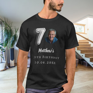 70. Geburtstag schwarzes silbernes Foto T-Shirt