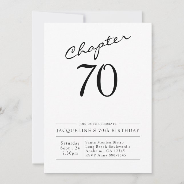 70. Geburtstag Script 70 Party Einladung (Vorderseite)