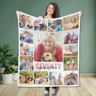 70. Geburtstag Siebziges FotoCollage Fleecedecke