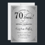 70. Geburtstag - SilberDamaskus Einladung<br><div class="desc">Einladung zum 70. Geburtstag. Elegantes Vintages Imitat silberfarbenes Design mit Damast-Muster. Enthält Skript-Schriftart. Feiert bis 70 Jahre! Kann in jedem Alter personalisiert werden! Nachricht,  wenn Sie weitere Anpassungen benötigen.</div>