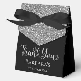 70. Geburtstag Silberner Glitzer Black Danke Geschenkschachtel