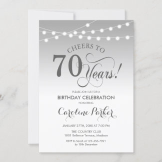 70. Geburtstag - Silberweiß Einladung