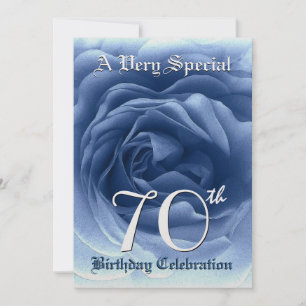 70. Geburtstag Soft Blue Rose Metallic Paper Einladung