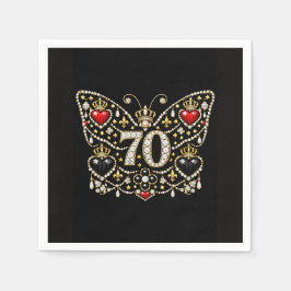 70. Geburtstag verzierte Diamanten Schmetterling Serviette
