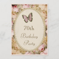 70. Geburtstag Vintagen Rose Schmetterling, Musikn