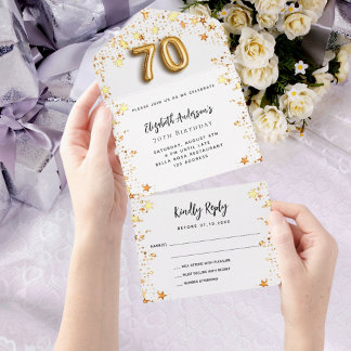 70. Geburtstag Weißgoldsterne Party UAWG All In One Einladung