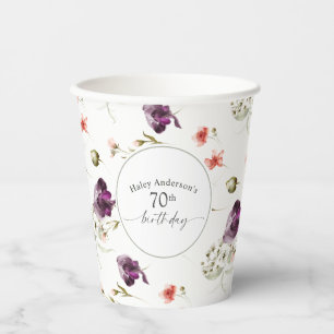 70. Geburtstag Wildblumen Feminine Floral Pappbecher