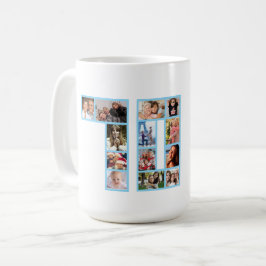 70. Geburtstags-Fotocollage Blau Kaffeetasse