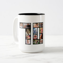 70. Geburtstags-Fotocollage schwarz Zweifarbige Tasse