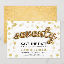 70. Geburtstags-Gold steigt Glitzer Save the Date Einladung