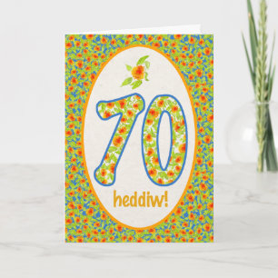 70. Geburtstags-Karte Walisers, orange Karte