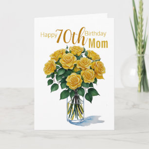 70. Geburtstags-Mama Yellow Rose Bouquet Card Karte