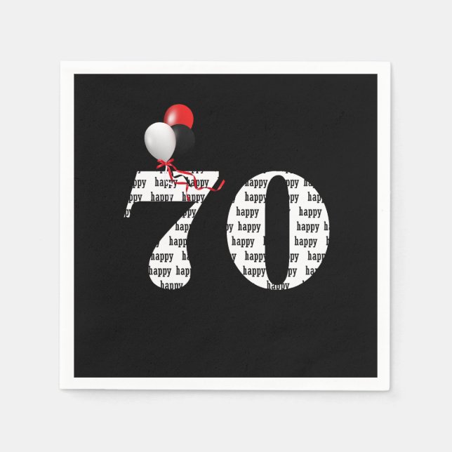 70. Geburtstagsballons Serviette (Vorderseite)