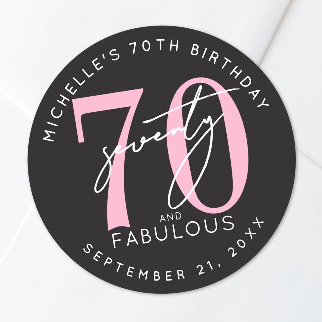 70. Geburtstagsfeier Runder Aufkleber (70th Birthday Party Classic Round Sticker)