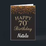 70. Geburtstagskarte Black and Gold Glitzer Card Karte<br><div class="desc">70. Geburtstagskarte Black and Gold Glitzer Card mit personalisiertem Namen.Für weitere Anpassungen klicken Sie bitte auf die Schaltfläche "Anpassen" und verwenden Sie unser Designwerkzeug,  um diese Vorlage zu ändern.</div>