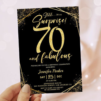 70. Geburtstagsparty 70 fabelhafter Black Gold Gli Einladung