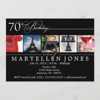70. Geburtstagsparty Alphabet Fotografie Einladung
