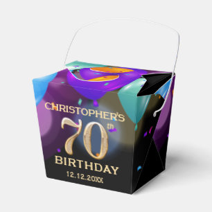 70. Geburtstagsparty Black and Gold Ballons Geschenkschachtel