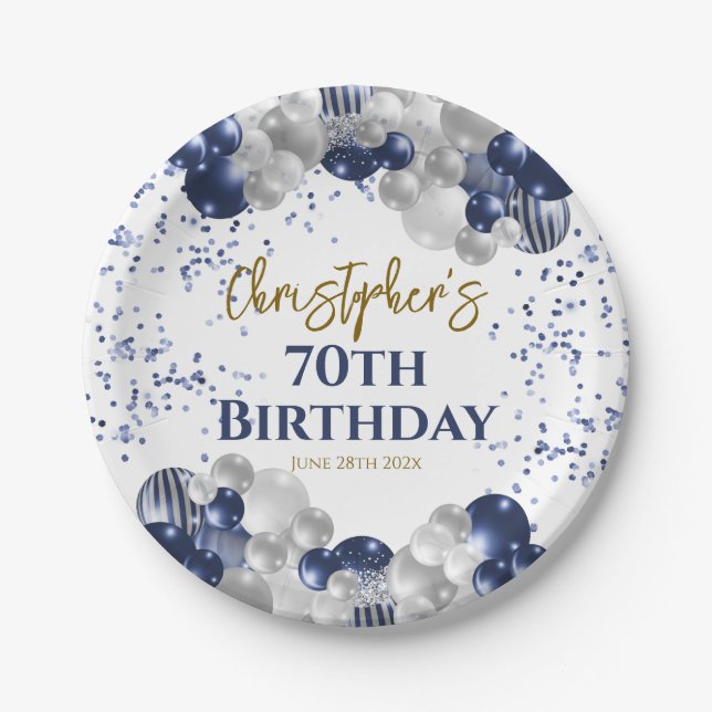 70. Geburtstagsparty Marineballons Pappteller (Vorderseite)